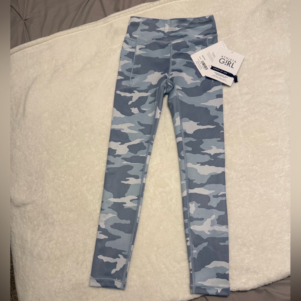 ATHLETA Leggings - Girls XS 6 - blue/grey camo